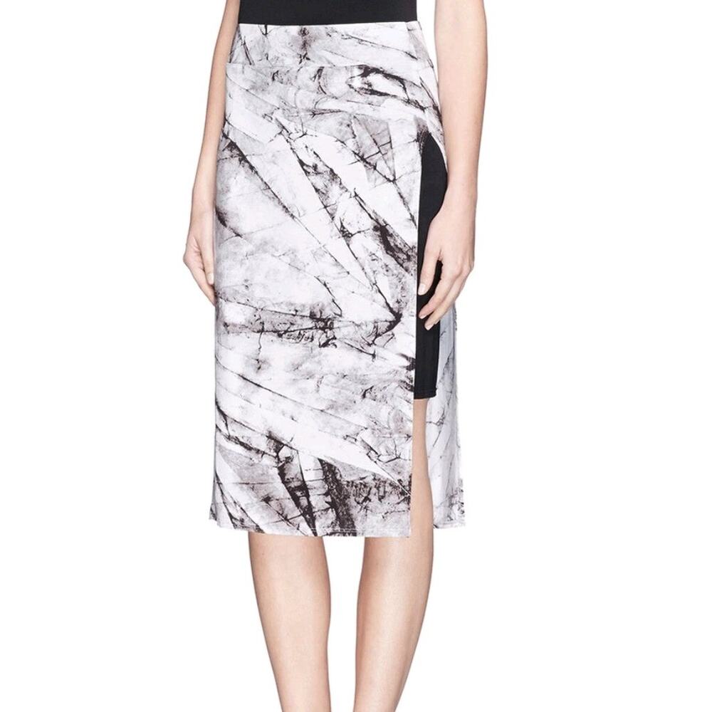 HELMUT LANG Terrene Print Side Slit Layered Jersey Skirt S